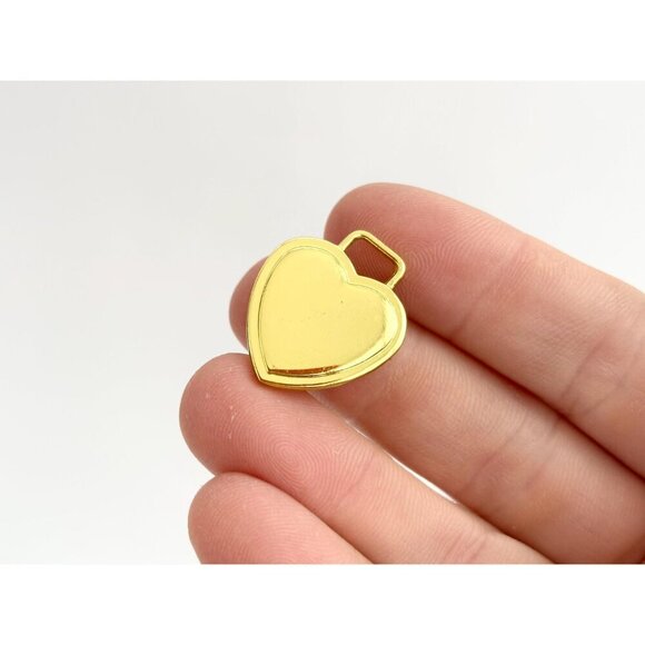 Gold T Minimalist Heart Vintage Love Pendant | Charm | Trinket - "EL" Carved - Picture 7 of 10